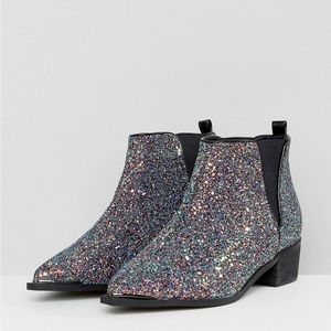 ASOS ADMISSION Pointed Ankle Boots. Sparkle!